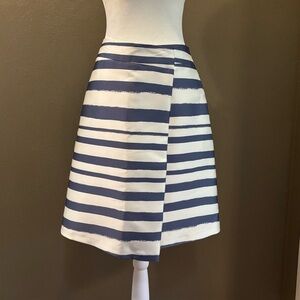 Topshop Blue and White A-Line faux Wrap Skirt